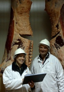 Pictured with Sam Nelson during carcase grading at JBS.